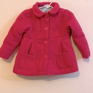 🦋 Healthtex Hot Pink Baby Girl Pea Coat 24 months.
